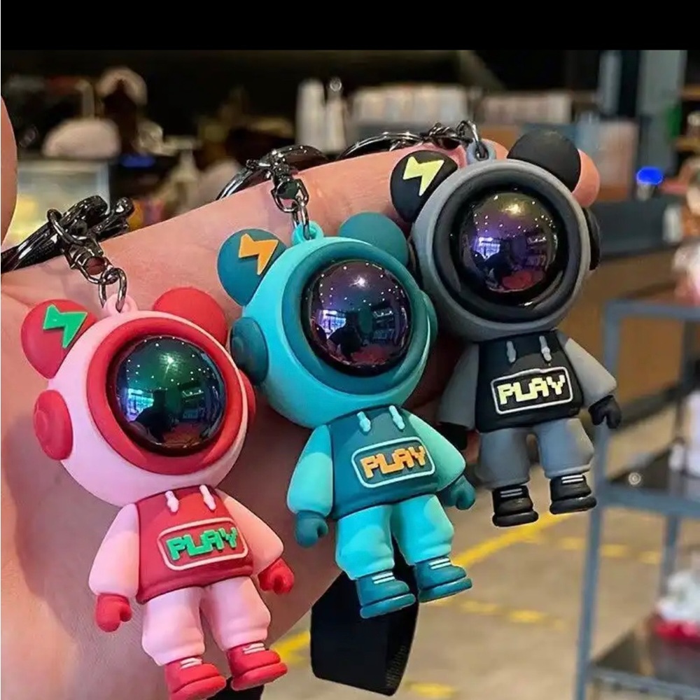 Cartoon Lightning Bear Keychain Cute Astronaut Bear 3pcs